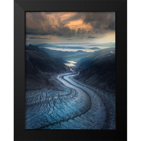 Snake Glacier Black Modern Wood Framed Art Print by S. Chia, James