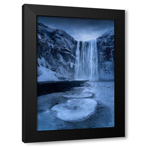 Skogafoss Black Modern Wood Framed Art Print by Zhu, Jingshu