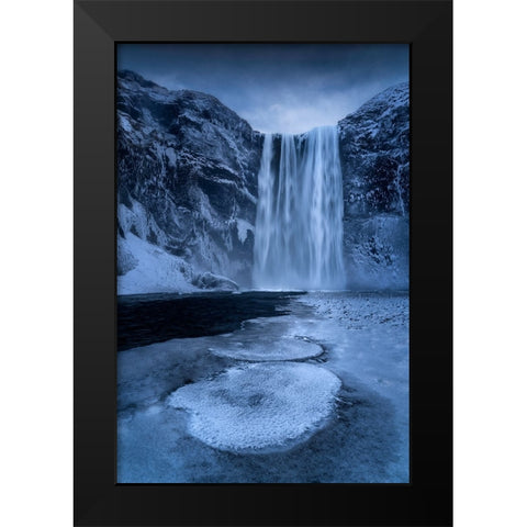 Skogafoss Black Modern Wood Framed Art Print by Zhu, Jingshu