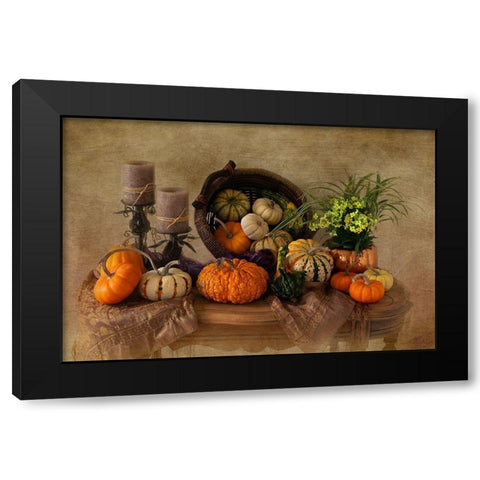 Autumn Gathering Black Modern Wood Framed Art Print with Double Matting by Hewson, Darlene