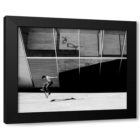 Skate Rider Black Modern Wood Framed Art Print with Double Matting by Domenichi, Luca