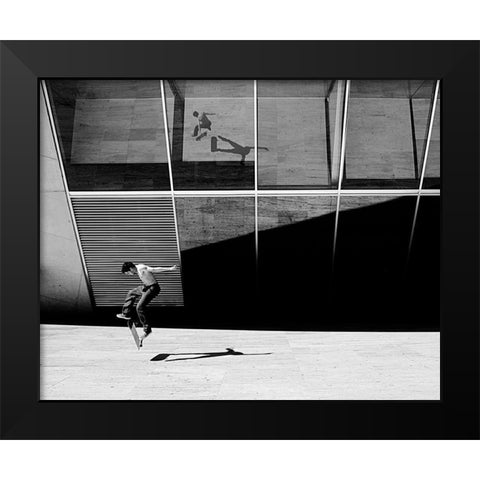 Skate Rider Black Modern Wood Framed Art Print by Domenichi, Luca