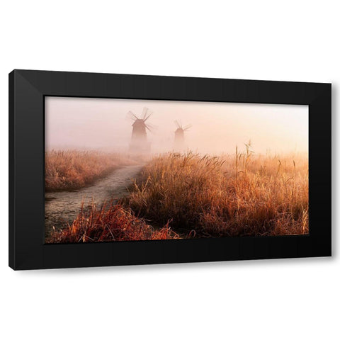 Morning Mist Black Modern Wood Framed Art Print with Double Matting by Eom, Gwangseop