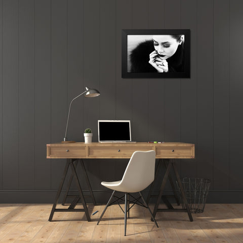 Between Fingers Black Modern Wood Framed Art Print by Melo, Josefina