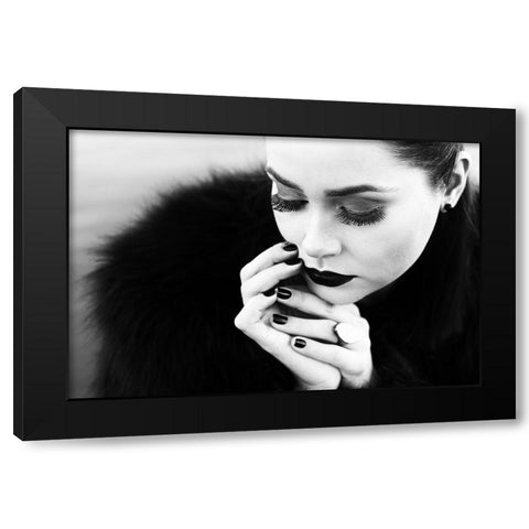 Between Fingers Black Modern Wood Framed Art Print by Melo, Josefina