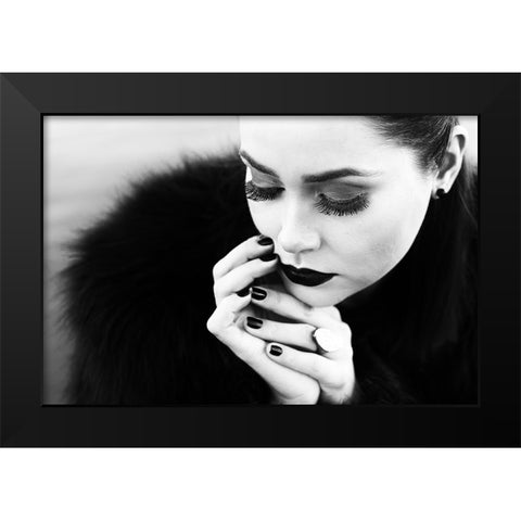 Between Fingers Black Modern Wood Framed Art Print by Melo, Josefina
