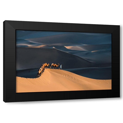 Desert Boat Black Modern Wood Framed Art Print with Double Matting by Liu, Richard
