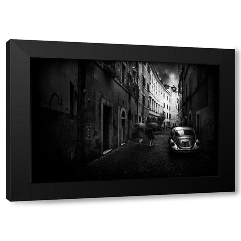 Car On The Alley Black Modern Wood Framed Art Print with Double Matting by Quaglia, Nicodemo
