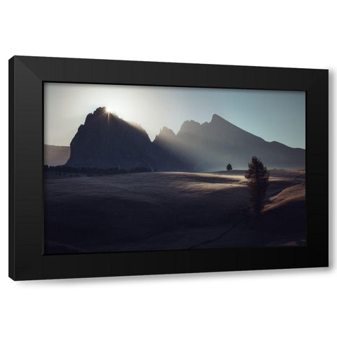 Morning In Dolomites Black Modern Wood Framed Art Print by Anton, Rostovskiy
