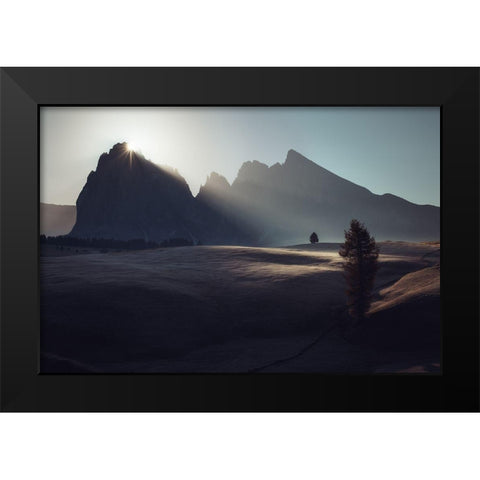 Morning In Dolomites Black Modern Wood Framed Art Print by Anton, Rostovskiy