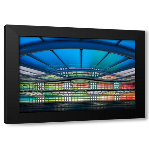 Concourse C .... Black Modern Wood Framed Art Print with Double Matting by Doyle, Renee