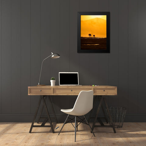 Following Mommy Black Modern Wood Framed Art Print by Pancareken, Yavuz