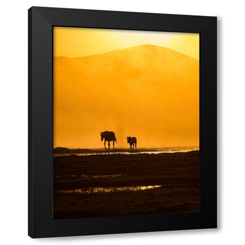 Following Mommy Black Modern Wood Framed Art Print with Double Matting by Pancareken, Yavuz