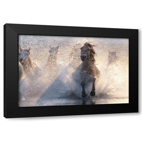 Run Black Modern Wood Framed Art Print with Double Matting by Z, Bingo