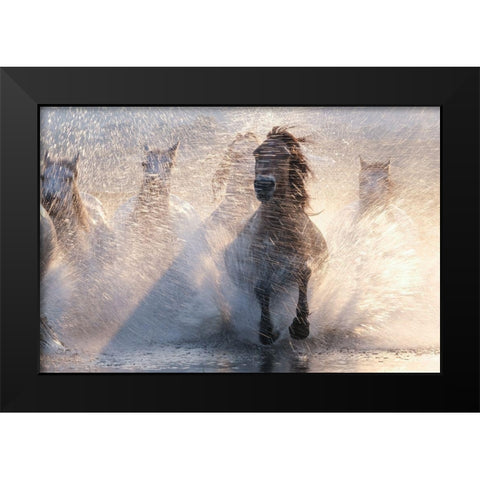 Run Black Modern Wood Framed Art Print by Z, Bingo