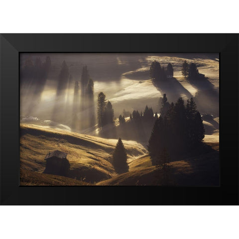 Sunrise In Dolomites Black Modern Wood Framed Art Print by Anton, Rostovskiy