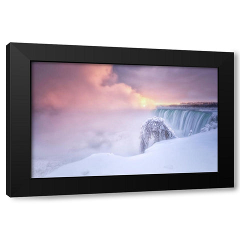 Sunrise At Niagara Falls Black Modern Wood Framed Art Print by Deng, Larry