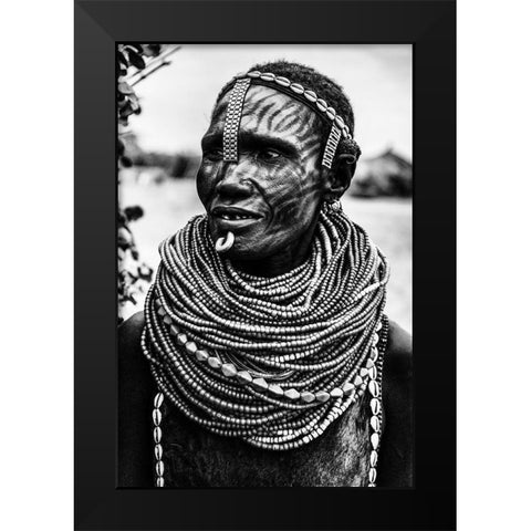 Nyangatom People Black Modern Wood Framed Art Print by Yosifov, Svetlin