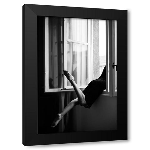 Jazzy Sunday Black Modern Wood Framed Art Print by Kijurko, Lorna