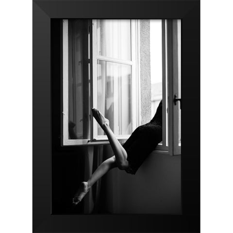 Jazzy Sunday Black Modern Wood Framed Art Print by Kijurko, Lorna