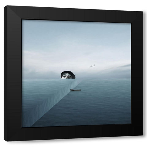 Save Me Black Modern Wood Framed Art Print by Hardibudi