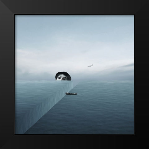 Save Me Black Modern Wood Framed Art Print by Hardibudi