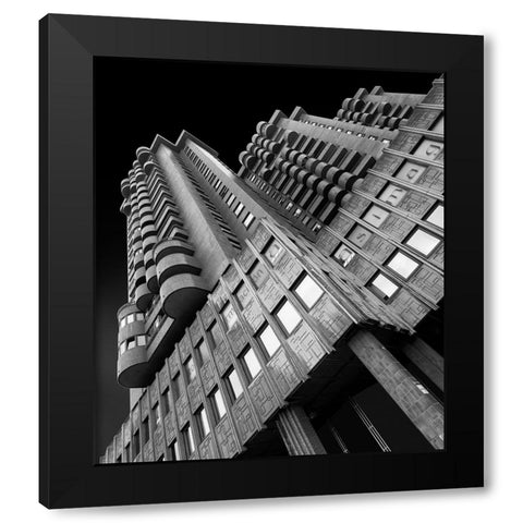 Plaza Building Black Modern Wood Framed Art Print by Serra, Peru