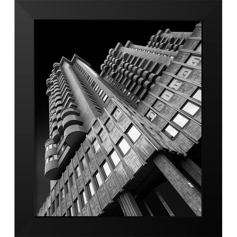 Plaza Building Black Modern Wood Framed Art Print by Serra, Peru