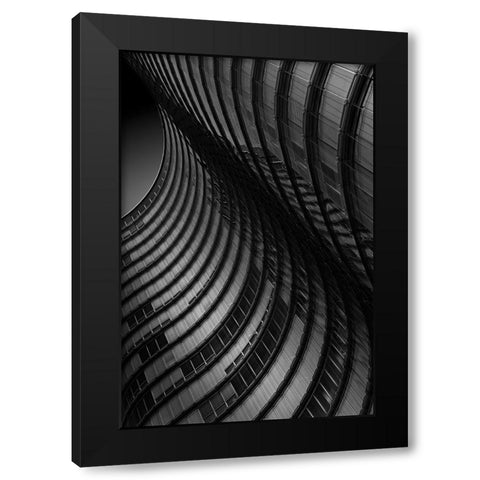 Dark Waves Black Modern Wood Framed Art Print by van Son, Greetje