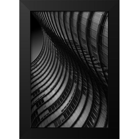 Dark Waves Black Modern Wood Framed Art Print by van Son, Greetje