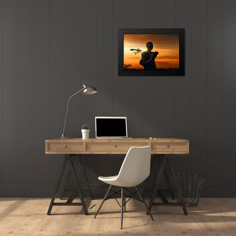 Karo Tribe Black Modern Wood Framed Art Print by Yosifov, Svetlin