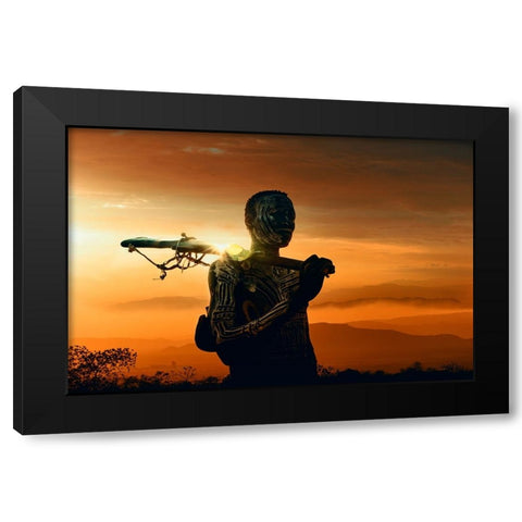 Karo Tribe Black Modern Wood Framed Art Print with Double Matting by Yosifov, Svetlin