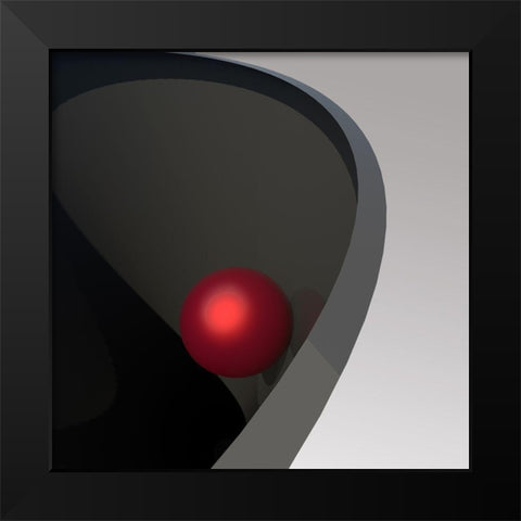 Metal Ball In Bowl Black Modern Wood Framed Art Print by Bunjamin, Antonyus