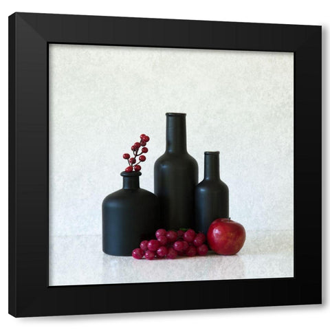 Study In Black And Red Black Modern Wood Framed Art Print with Double Matting by Hammer, Jacqueline