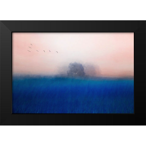 The Tree On The Blue Black Modern Wood Framed Art Print by Yang, Chunggook