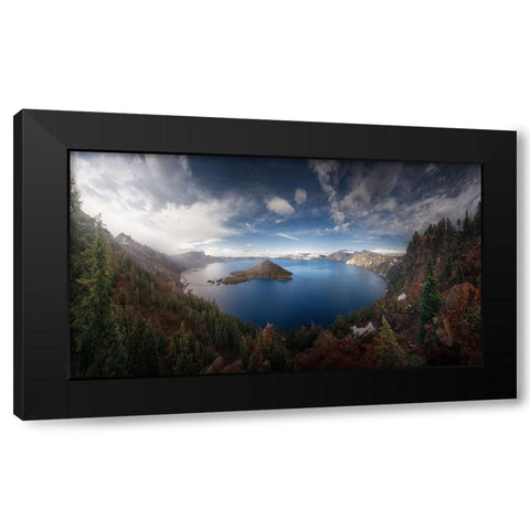 Azul En Dimension Black Modern Wood Framed Art Print with Double Matting by Pablo De, Juan