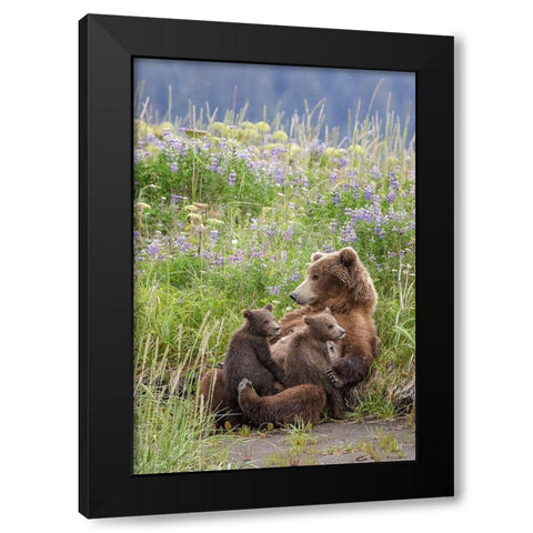 In A Mothers Arms Black Modern Wood Framed Art Print with Double Matting by Doyle, Renee