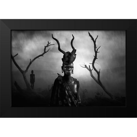 Woman Mursi Black Modern Wood Framed Art Print by Yosifov, Svetlin