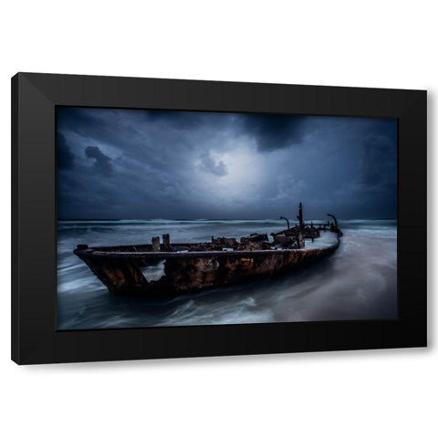 The Old Ship Black Modern Wood Framed Art Print with Double Matting by Kazamil, Farid