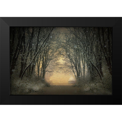 Winter Story Black Modern Wood Framed Art Print by Lia, Adela