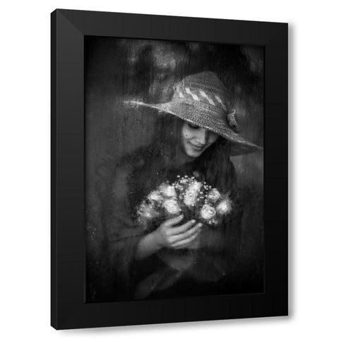 Flower Black Modern Wood Framed Art Print with Double Matting by Nisan Kandilcioglu, Ummu