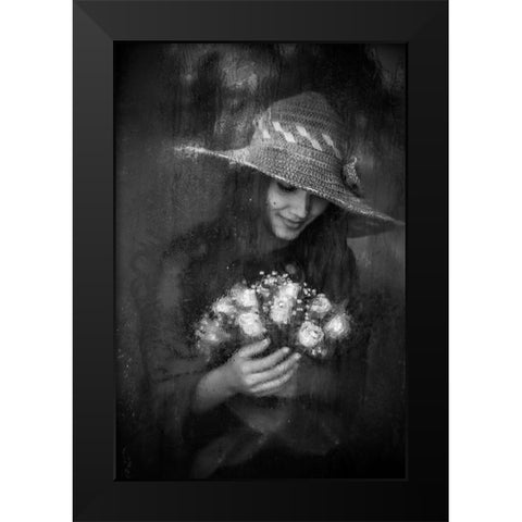 Flower Black Modern Wood Framed Art Print by Nisan Kandilcioglu, Ummu