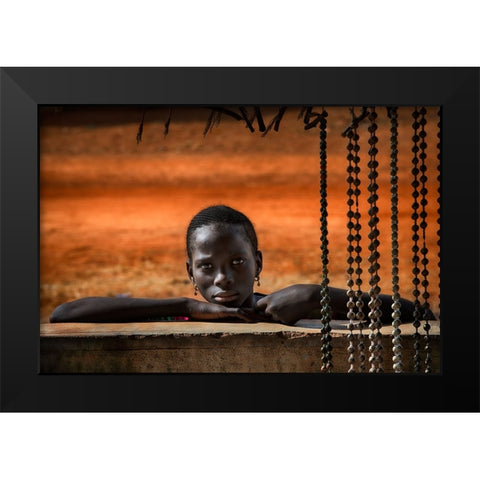 The Girl Raised Her Eyes To See Who Was Passing By The Window. Black Modern Wood Framed Art Print by Pandolfini, Sergio