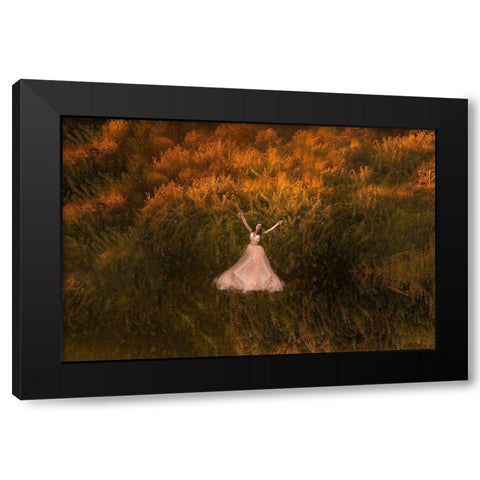 Natalia In The Field Black Modern Wood Framed Art Print with Double Matting by Darzi, Mike