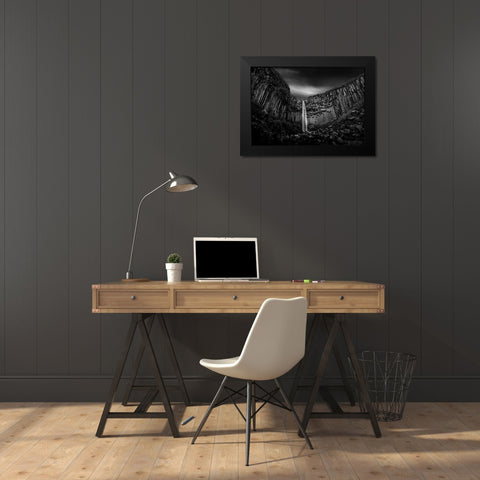 Svartifoss Waterfall Black Modern Wood Framed Art Print by Digalakis, George