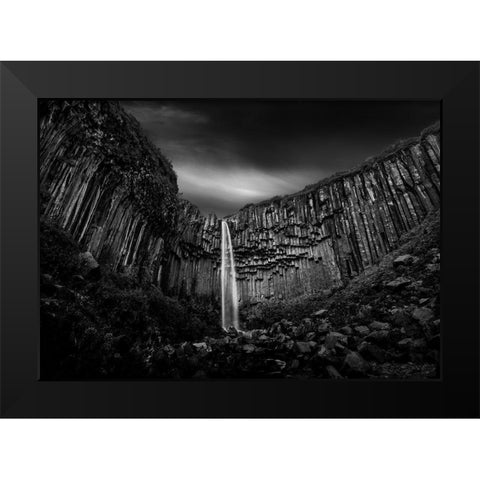 Svartifoss Waterfall Black Modern Wood Framed Art Print by Digalakis, George