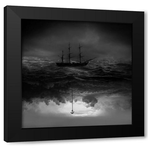 Anchor Black Modern Wood Framed Art Print by Malijani, Hadi