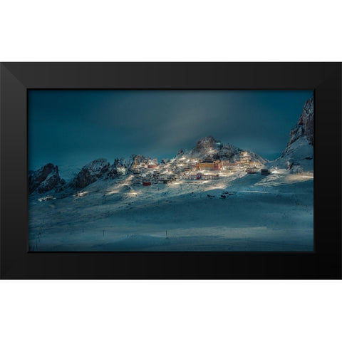Zizhu Temple-Tibet A??CÂNae??AÂ?Ad?A?? Black Modern Wood Framed Art Print by Qiye