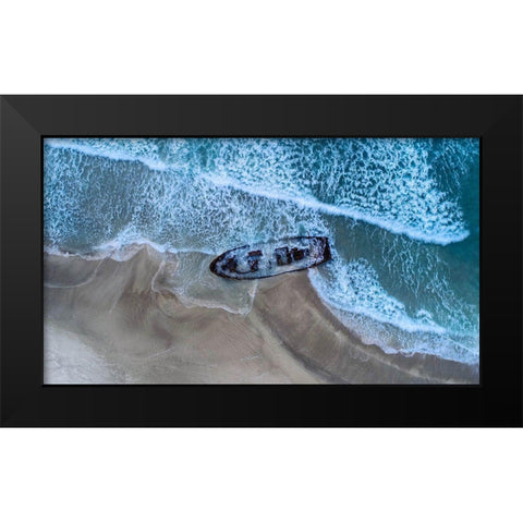 To The Beach 1970 Black Modern Wood Framed Art Print by Kazamil, Farid