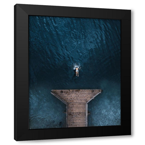 Jump Black Modern Wood Framed Art Print with Double Matting by Ziomek, Witold